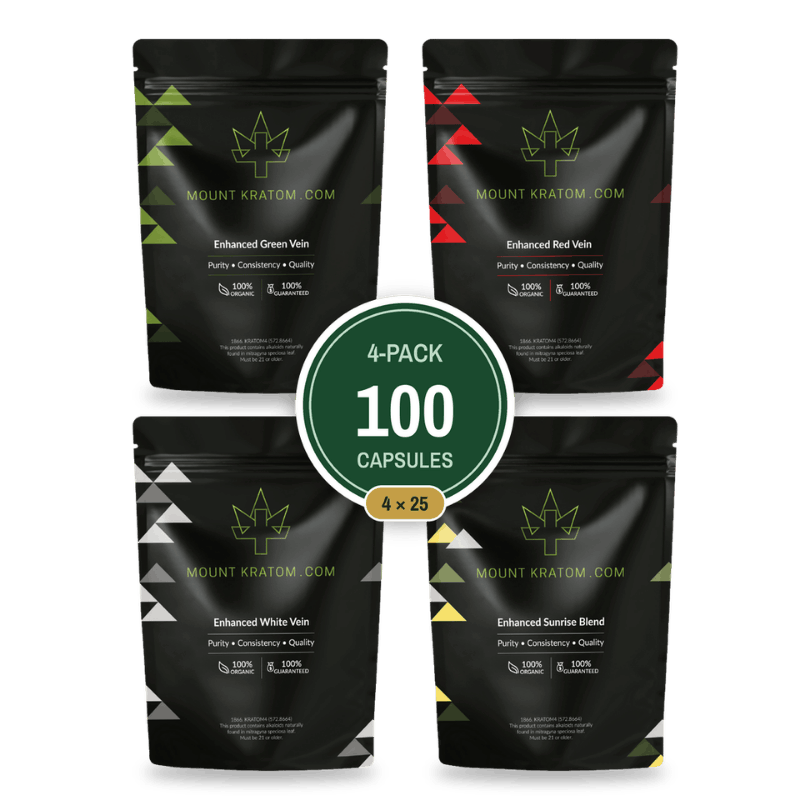 4-pack bundle of enhanced kratom capsules